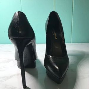 YSL BLACK STILETTO HEELS (size 36.5)